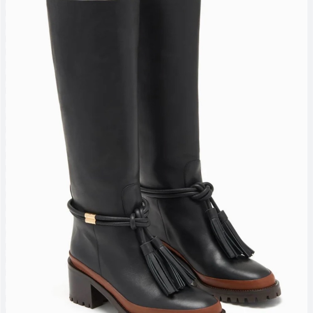 Ulla Johnson Black and Brown Over the Knee Boots